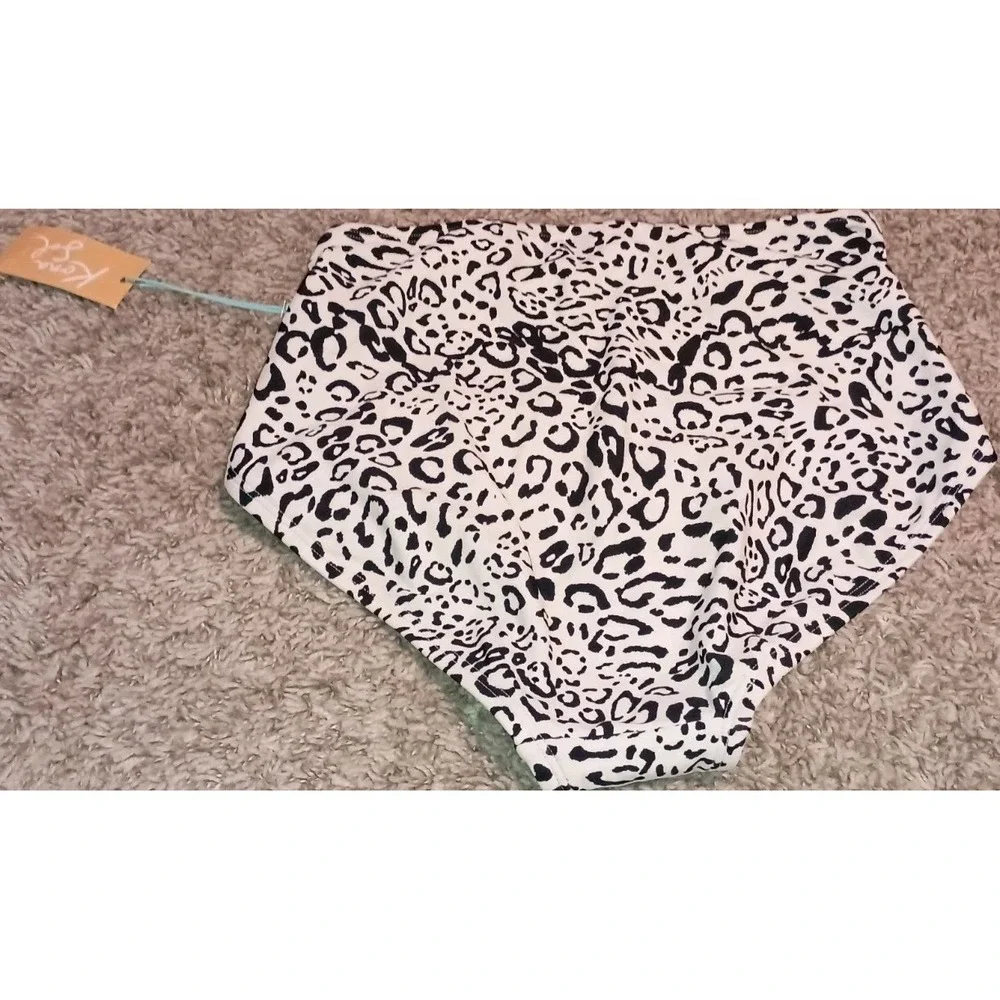Kona Sol Women's S Bikini Bottom Neutral Leopard Print High Waist Full Coverage